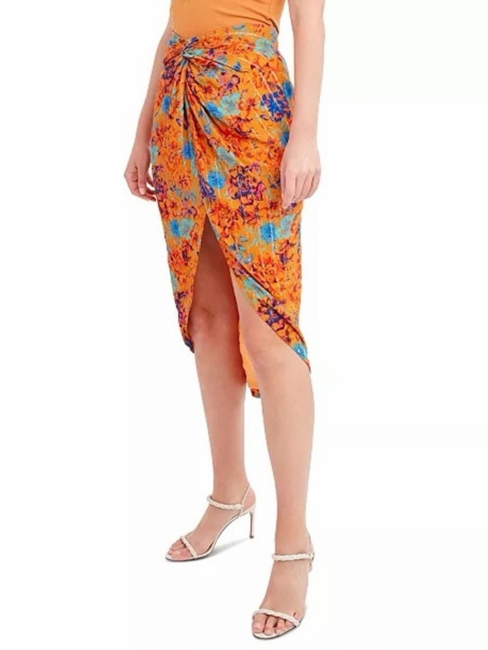 NWT BCBGMAXAZARIA Floral Golden Oak High Low Skirt Size Medium